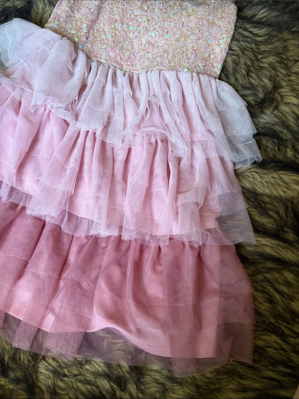 Pink & Violet - Sparkling Pink Sequin Tiered Tulle Celebration Dress/Costume 12